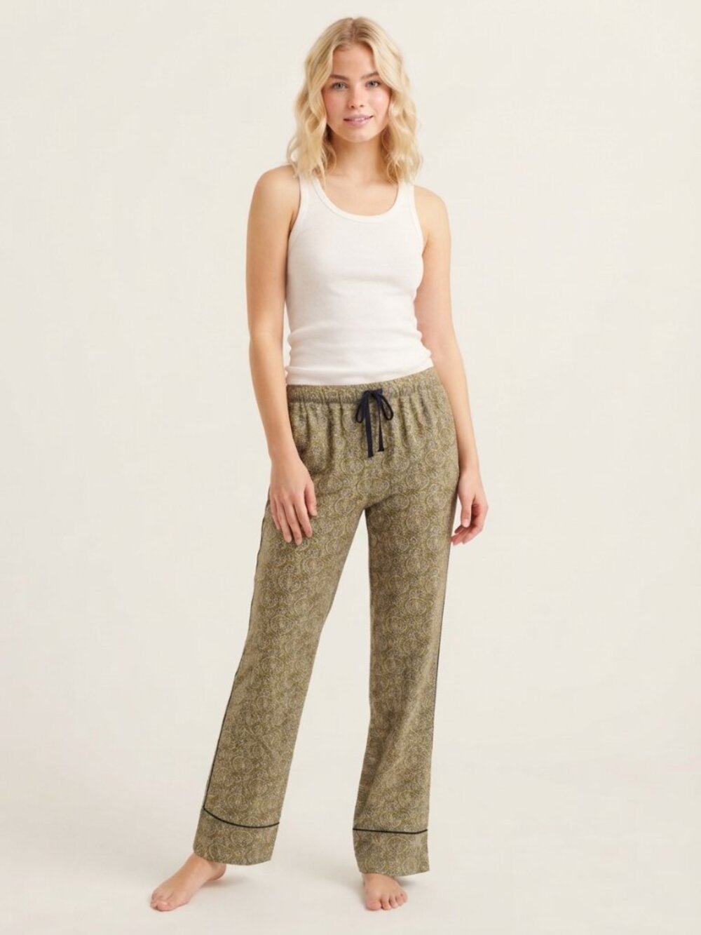 Lucky Brand Medallion Print Drawstring Pullon Lounge Pant Olive Large #A4524